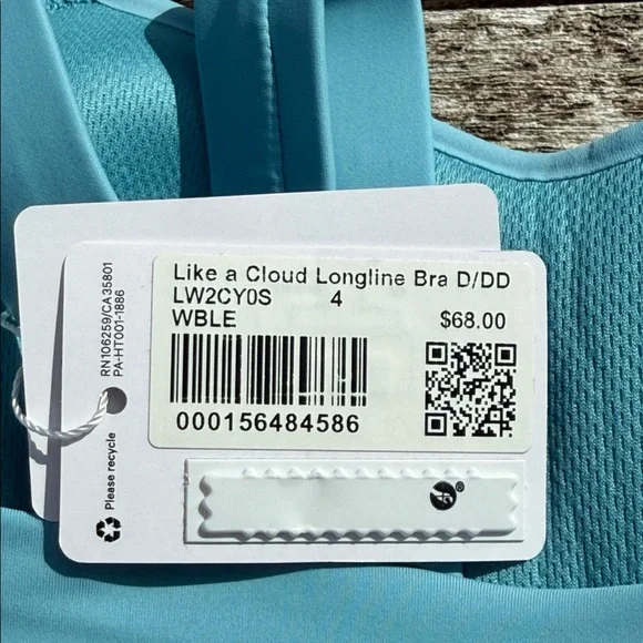 Lululemon Like a Cloud‎ Longline Bra D/DD Washed Blue Size 4 NWT